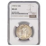 1939-D Walking Liberty Half Dollar NGC MS65