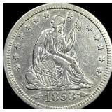 1853 Seated Liberty Quarter Arrows/Rays CLOSELY U