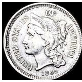 1865 Nickel Three-Cent Piece NEARLY UNCIRCULATED