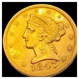 1847 $5 Gold Half Eagle