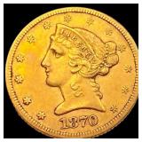 1870 $5 Gold Half Eagle