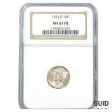 1941-D Mercury Silver Dime NGC MS67 FB