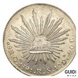 1891Go RS Mexico Silver 8 Reales NEARLY UNCIRCULAT