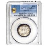 1893 Isabella Silver Quarter PCGS MS63