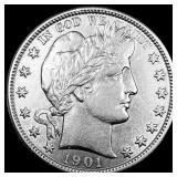1901-S Silver Half Dollar CLOSELY UNCIRCULATED