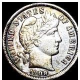 1908 Barber Dime NEARLY UNCIRCULATED
