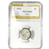 1913 Buffalo Nickel PGA MS66MS66 Type 1