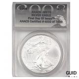 2008 Silver Eagle ANACS MS70 First Day of Issue