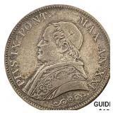 1866-R Italy-Papal States Lira NEARLY UNCIRCULATED