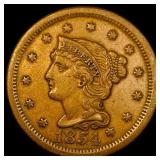 1854 Braided Hair Large Cent NEARLY UNCIRCULATED
