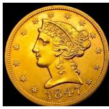 1847 $5 Gold Half Eagle