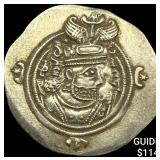 Sasanian 590-628 AD Silver Drachm UNCIRCULATED