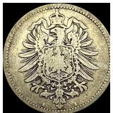 1882-A Germany Silver 1 Reichsmark NEARLY UNCIRCUL