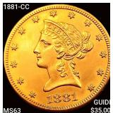 1881-CC $10 Gold Eagle CHOICE BU