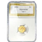 1854 Type 2 Dollar PGA AU58AU58 Type 2