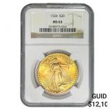 1924 $20 Gold Double Eagle NGC MS63