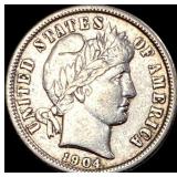 1904 Silver Barber Dime NEARLY UNCIRCULATED