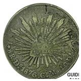1876Do CM Mexico Silver 8 Reales Durango NEARLY UN