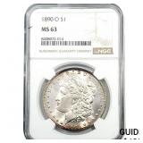 1890-O Morgan Silver Dollar NGC MS63