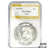 1978-D Eisenhower Dollar PGA MS67 Toned