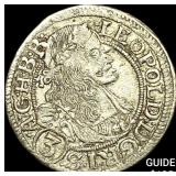 1655-1705 Hungary Leopold Silver 3 Kreuzer CLOSELY