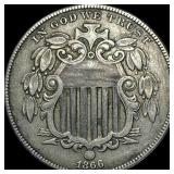 1866 Shield Nickel No Rays LIGHTLY CIRCULATED