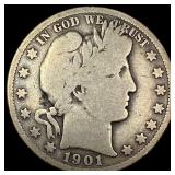 1901-S Silver Barber Half Dollar NICELY CIRCULATED
