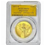 2015-W $100 Gold Eagle 1oz PCGS MS70 High Relief