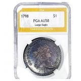1798 Draped Bust Dollar PGA AU58 Large Eagle