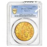 1873 $20 Gold Double Eagle PCGS MS62 Open 3