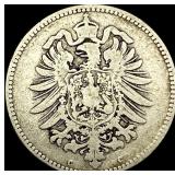 1876-C Germany Silver 1 Reichsmark NEARLY UNCIRCUL