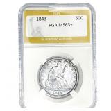 1843 Seated Liberty Half Dollar PGA MS63+