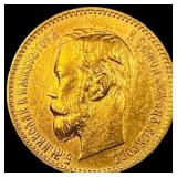 1902 Gold 5 Roubles Russia UNCIRCULATED