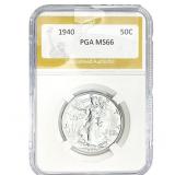 1940 Walking Liberty Half Dollar PGA MS66