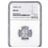 1943-S Wheat Cent NGC MS65