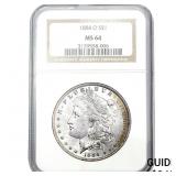 1884-O Morgan Silver Dollar NCG MS64