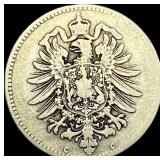 1875-C Germany Silver 1 Reichsmark NEARLY UNCIRCUL