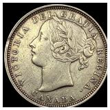 1858 Canada Silver 20 Cents NEARLY UNCIRCULATED