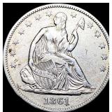 1861 Silver Half Dollar (Seated Liberty) NEARLY UN