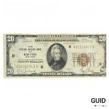 1929 $20 Federal Reserve Bank New York