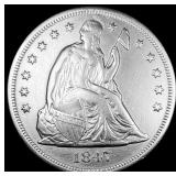 1847 Silver Seated Liberty Dollar NEARLY UNCIRCULA