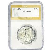 1943 Walking Liberty Half Dollar PGA MS66