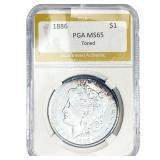 1886 Morgan Silver Dollar PGA MS65 Toned