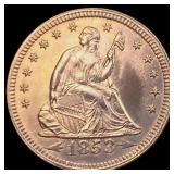 1853 Arrows and Rays Seated Liberty Quarter