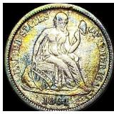 1864-S Silver Seated Liberty Dime LIGHTLY CIRCULA