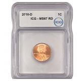 2010-D Union Shield Lincoln Cent ICG MS67 RD