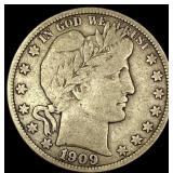 1909-S Silver Barber Half Dollar NICELY CIRCULATED