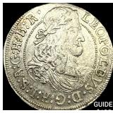 1655-1705 Hungary Leopold Silver 3 Kreuzer CLOSELY