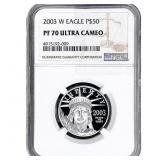 2003-W 1/2OZ Platinum Eagle $50 NGC PF70 Ultra Cam
