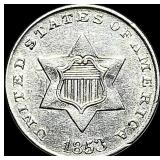 1853 Silver Three-Cent Piece  UNCIRCULATED